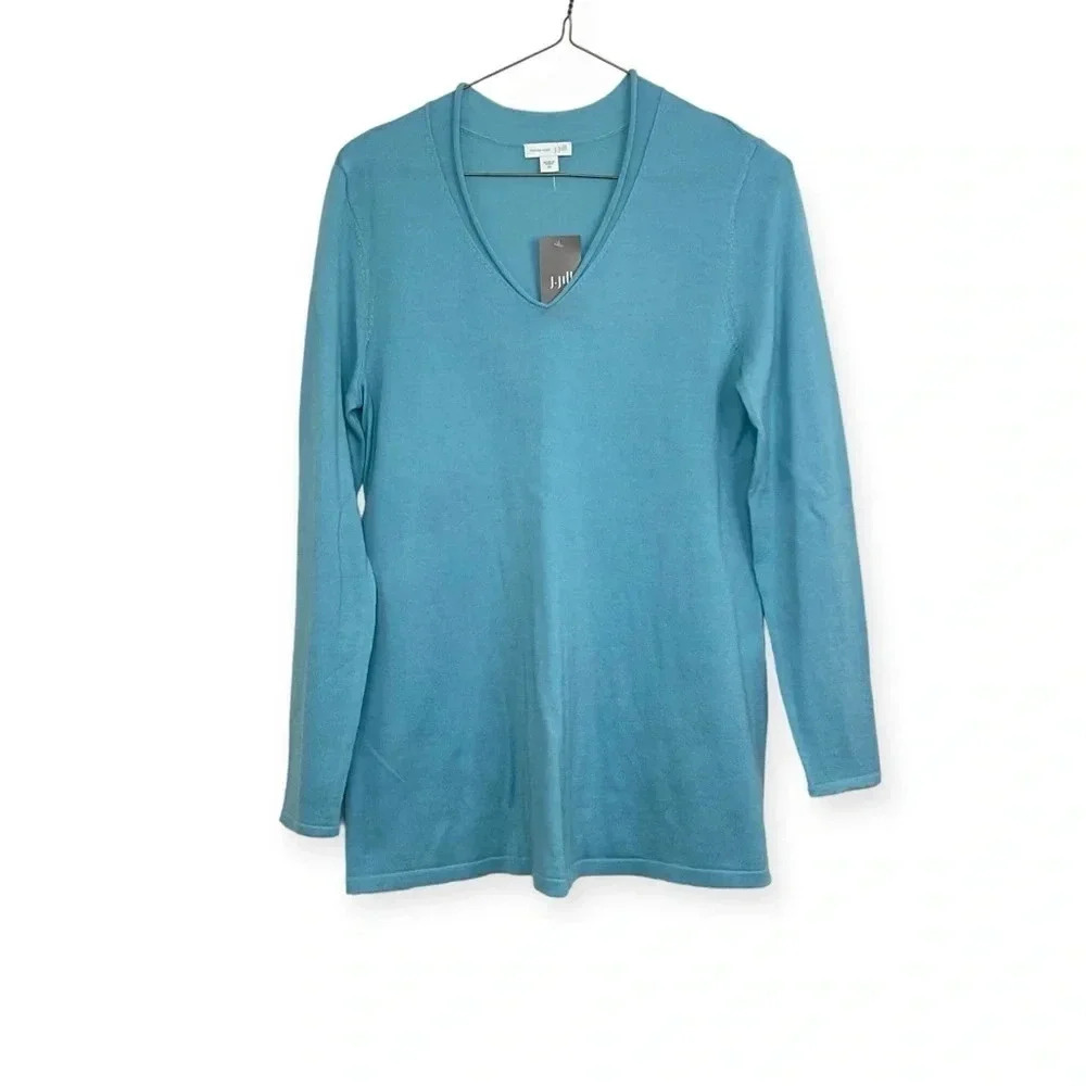 J. Jill Blue Merino Wool Sweater V-Neck Size XS